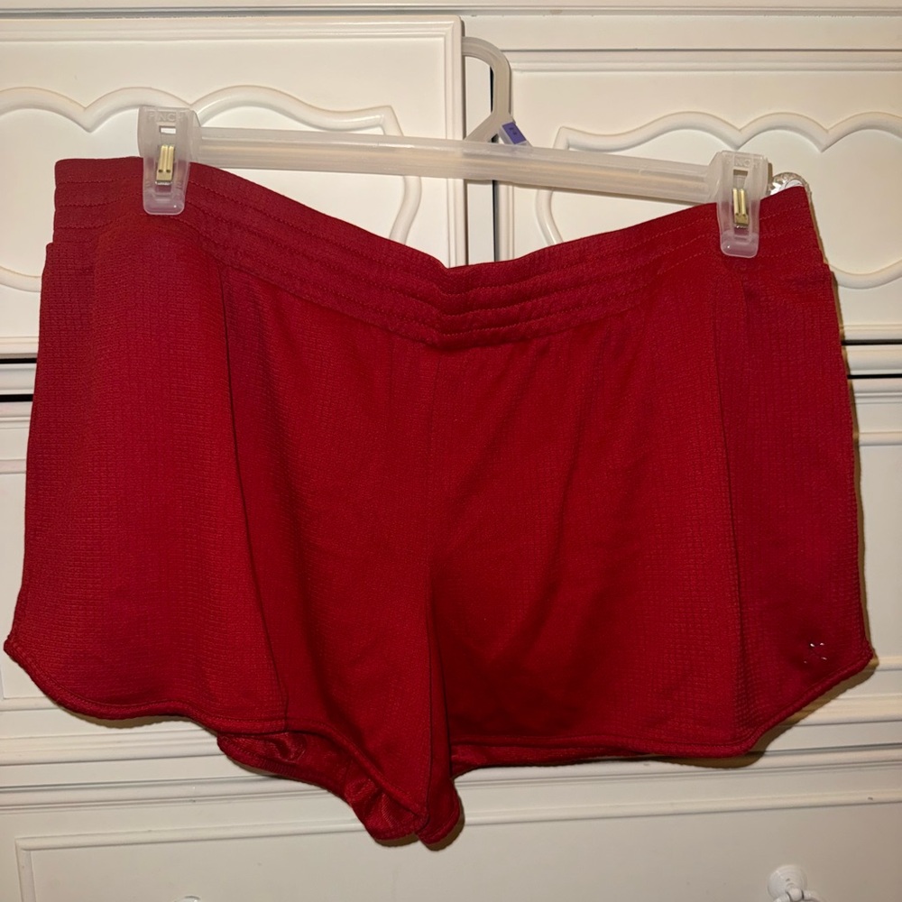 Women’s red athletic shorts